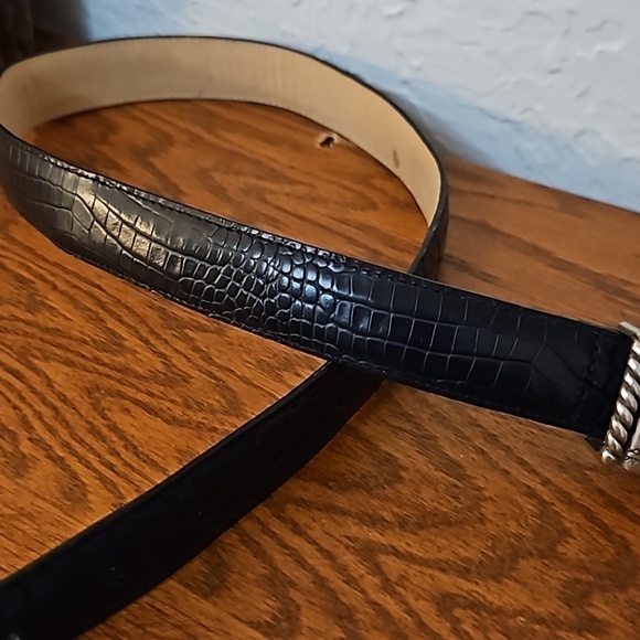 VTG BRIGHTON Black Alligator Scroll Buckle Belt Size 30 main image 6